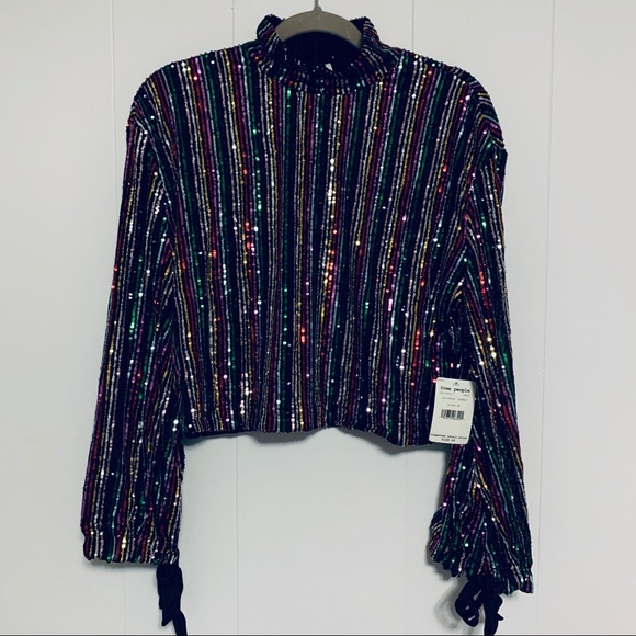 Free People Midnight City Rainbow Sequin Crop Top - Picture 8 of 15